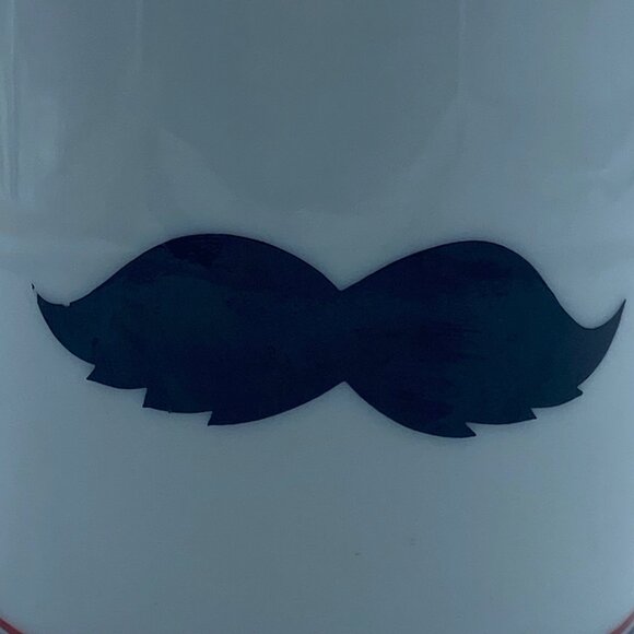 Vtg Retro Mustache Ceramic Coffee Mug Cup Stripes 3.5" - Picture 2 of 6